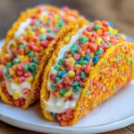 Easy 5-Step Fruity Pebbles Cheesecake Tacos Recipe