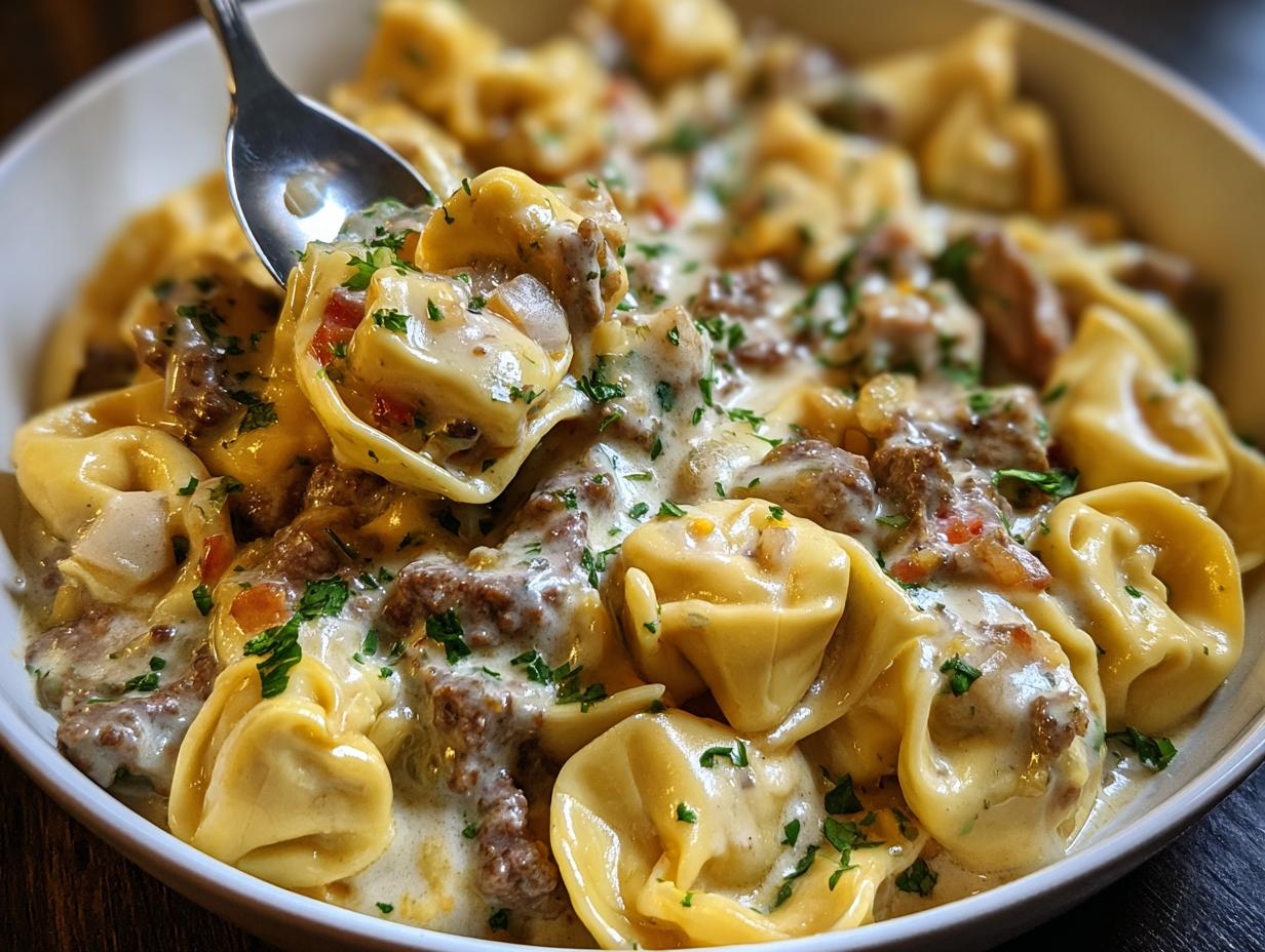 Philly Cheesesteak Tortellini: Amazing 1-Pot Dinner - Philly Cheesesteak Tortellini - additional detail