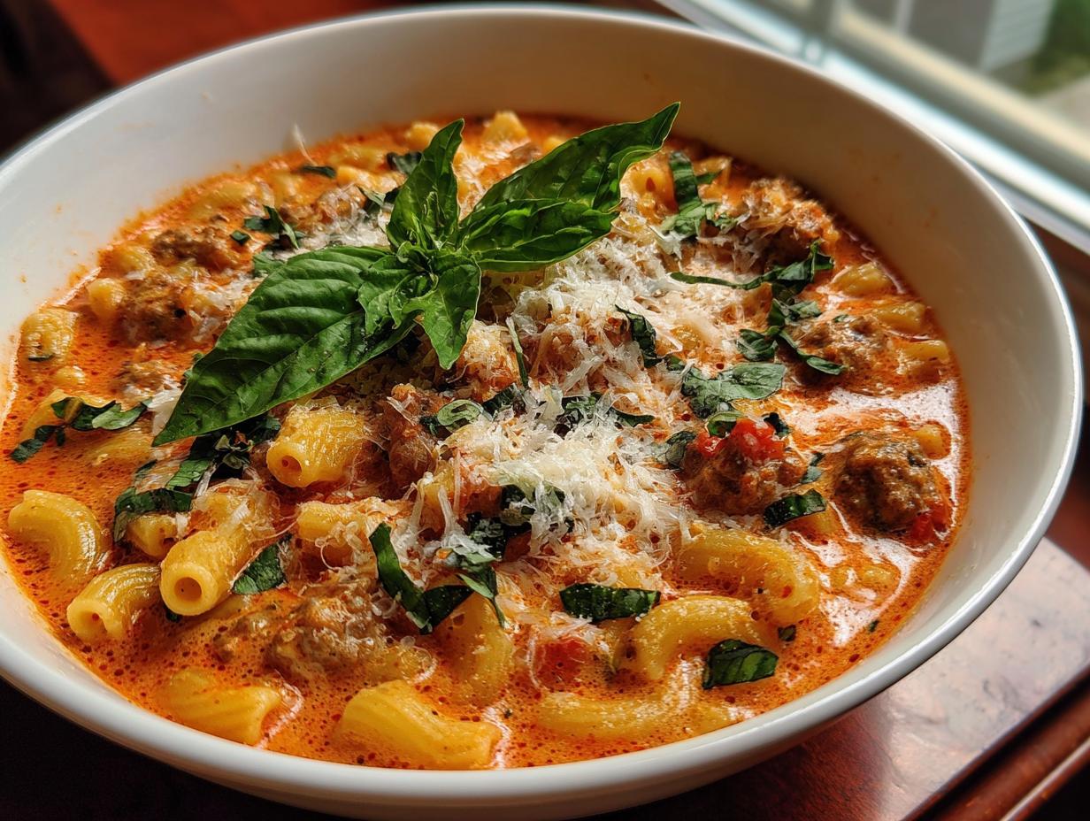 Amazing Creamy Tomato Sausage Soup: 1 Delicious bowl - Creamy Tomato Sausage Soup - additional detail