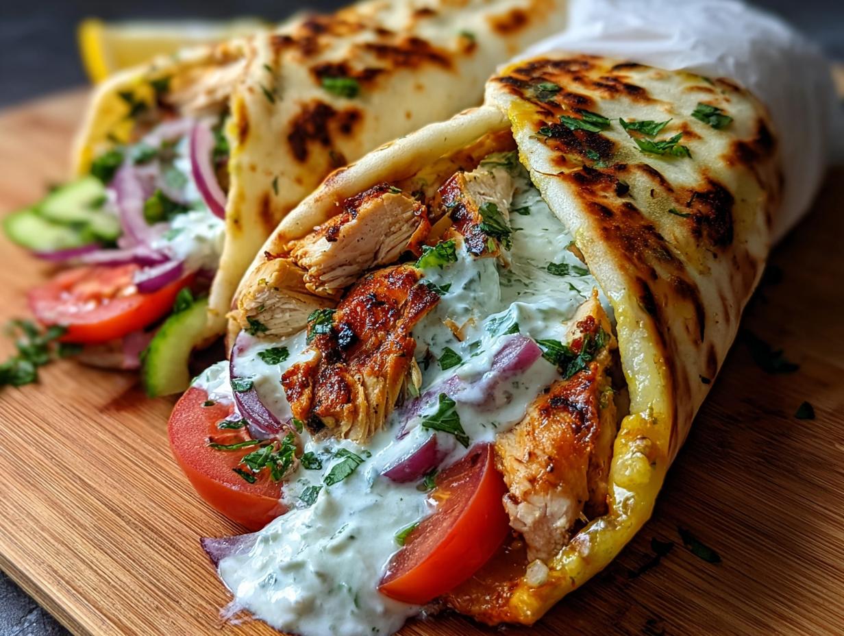 Mediterranean Chicken Gyros Creamy - close-up of marinated chicken pieces