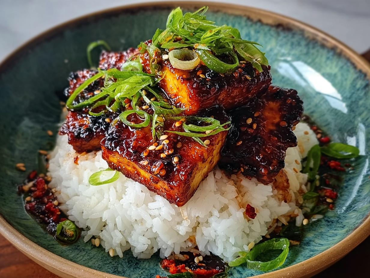 Savory Seared Tofu Vegan Bulgogi: 1 Amazing Recipe 5 Savory Seared Tofu Vegan Bulgogi - close-up of marinated tofu pieces ready for searing
