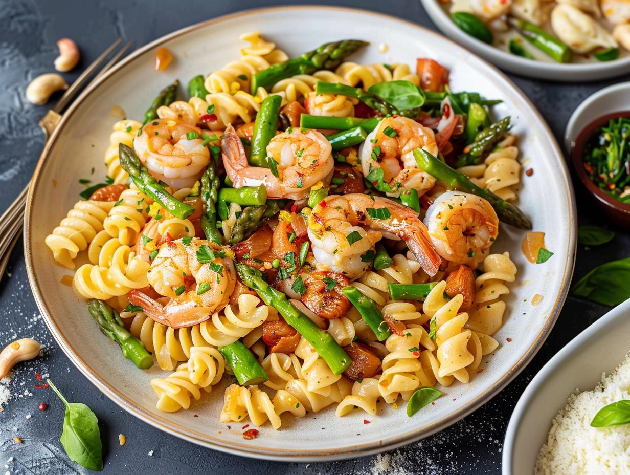 Shrimp Asparagus Pasta: 1 Luscious Meal - Shrimp Asparagus Pasta - additional detail