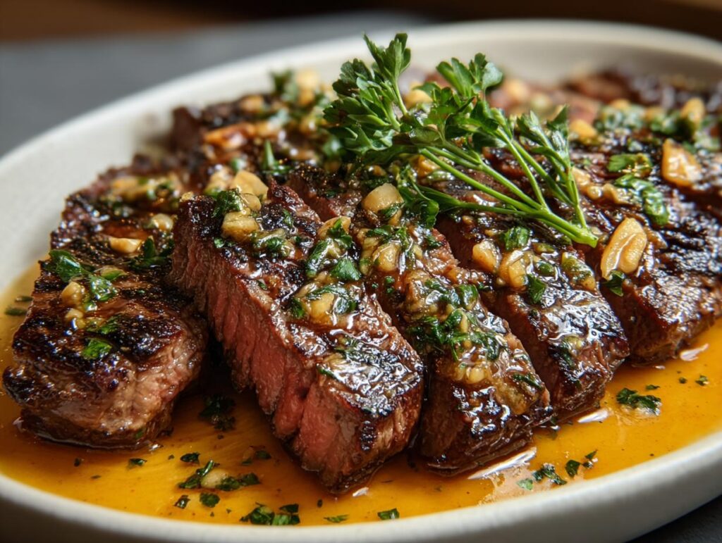 Skirt Steak Garlic Butter