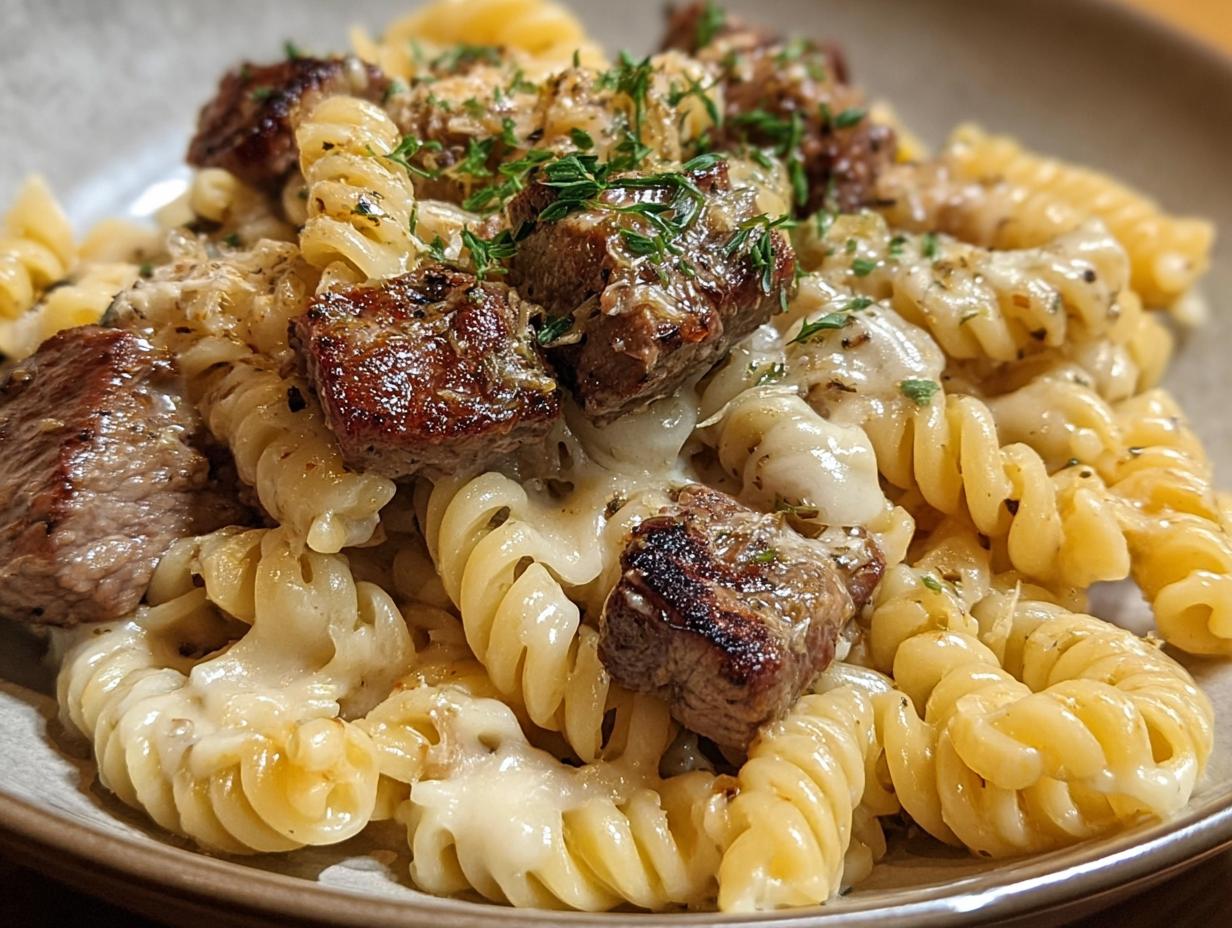 Steak Bites Cheesy Rotini
