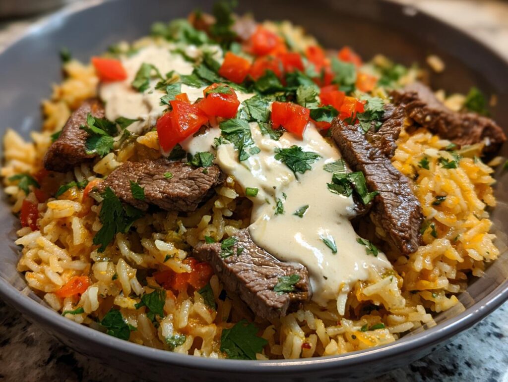Steak Queso Rice