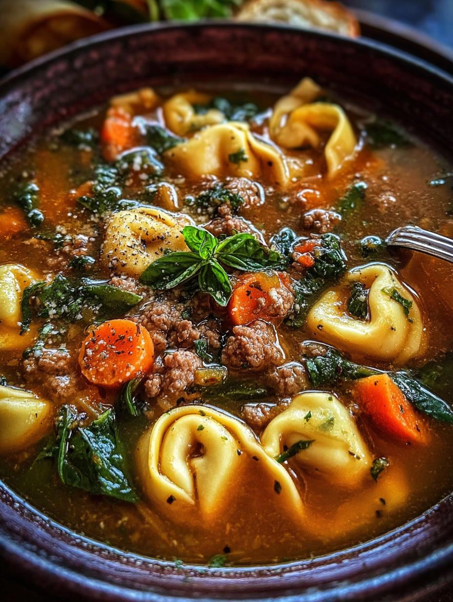 Hearty Autumn Tortellini Soup Beef - Ingredients laid out for the soup