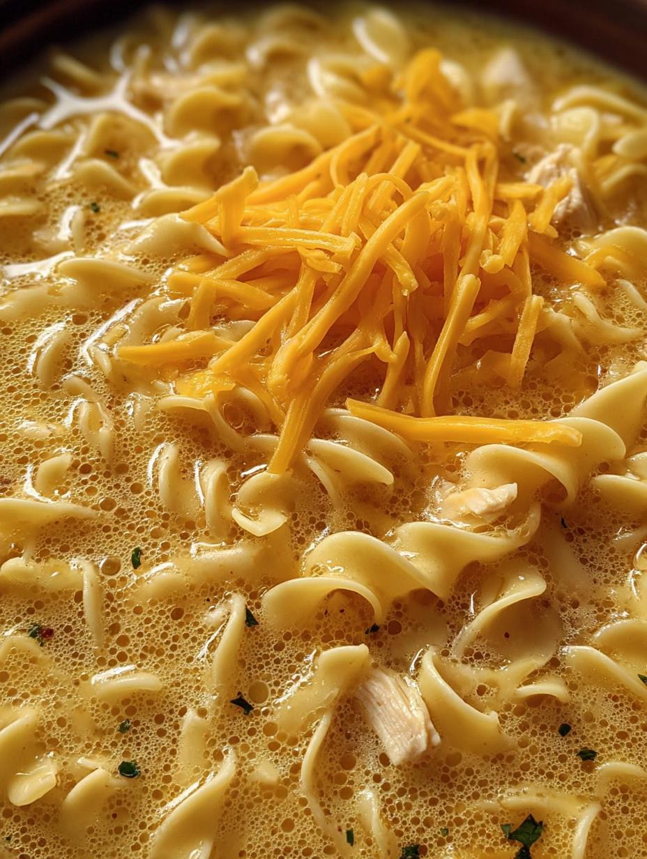 Cheesy Chicken Noodle Soup: Amazing Comfort Food - Cheesy Chicken Noodle Soup - main visual representation