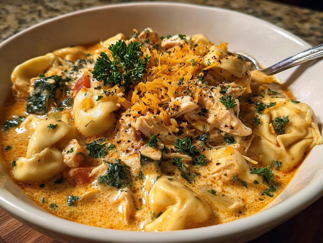 Crockpot Cheesy Chicken Tortellini: Amazing Soup - Crockpot Cheesy Chicken Tortellini - additional detail
