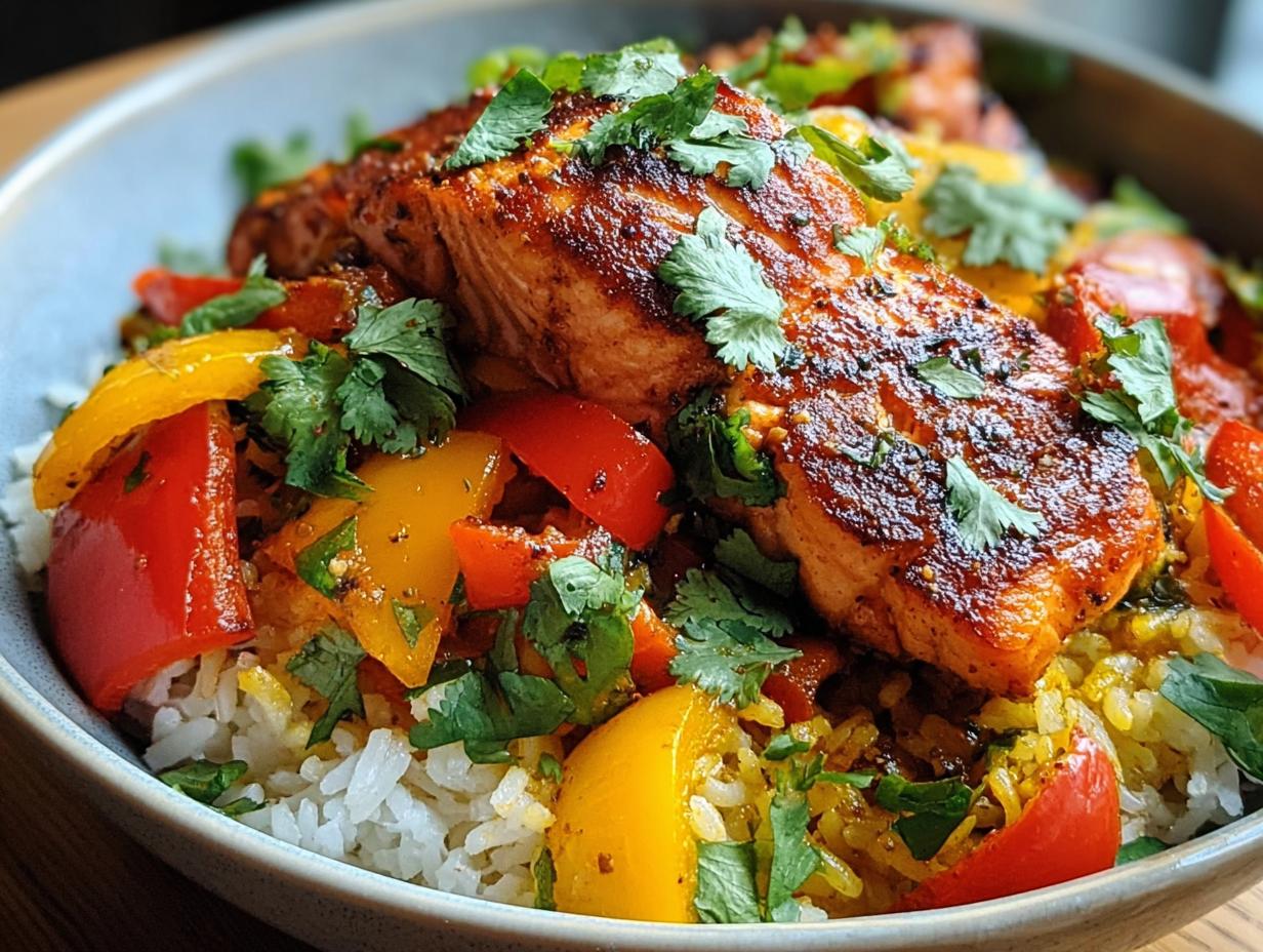 Curried Salmon Rice Bowl: 20-Minute Meal - Curried Salmon Rice Bowl - additional detail