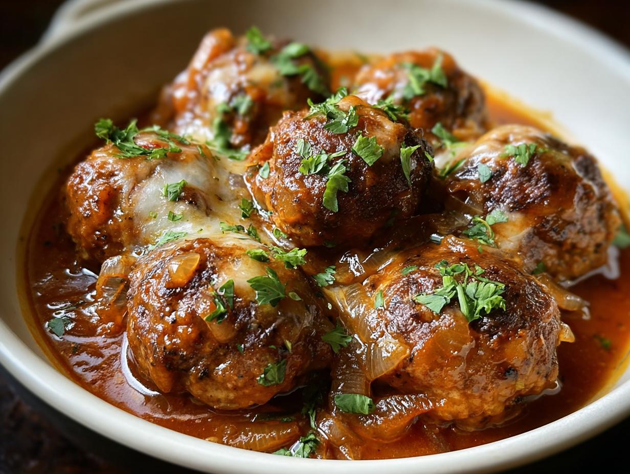 French Onion Meatballs