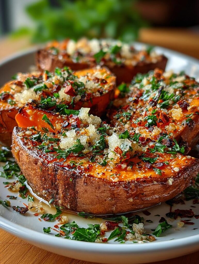 Garlic Parmesan Sweet Potato