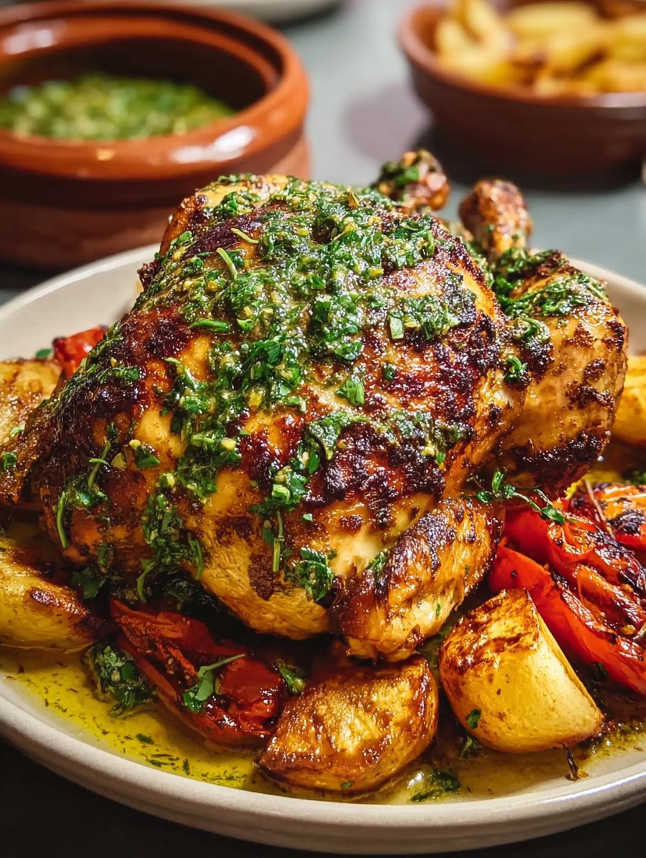 Moroccan Herb Chicken Roast: 1 Magical Meal 6 Moroccan Herb Chicken Roast - chermoula sauce in a small bowl