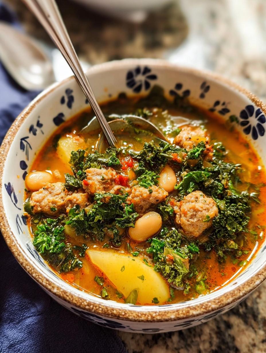 Hearty Sausage Kale Soup with Potatoes and White Beans
