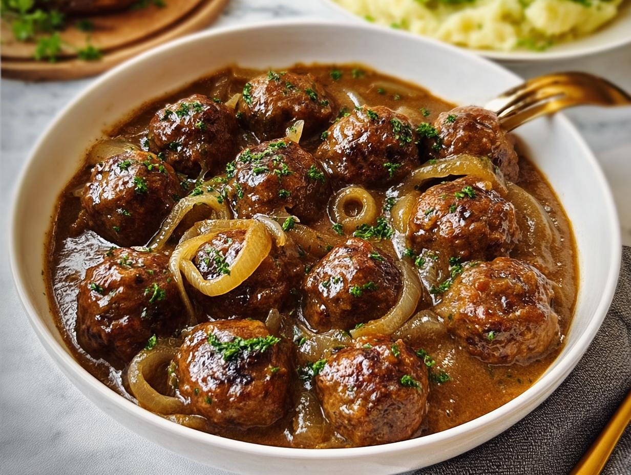Smothered Meatballs Rich Onion: Amazing Comfort Food - Smothered Meatballs Rich Onion - additional detail
