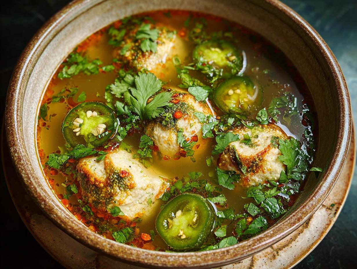 Spicy Matzo Ball Soup: Fiery & Fluffy Delight - Spicy Matzo Ball Soup - main visual representation