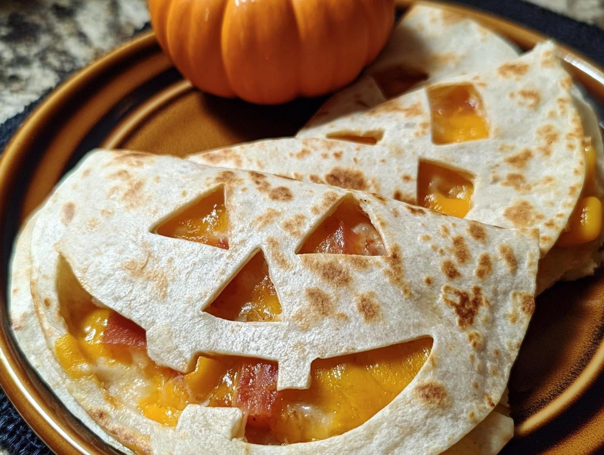 Spooky Jack Lantern Quesadillas: 10 Amazing Halloween Bites - Spooky Jack Lantern Quesadillas - additional detail