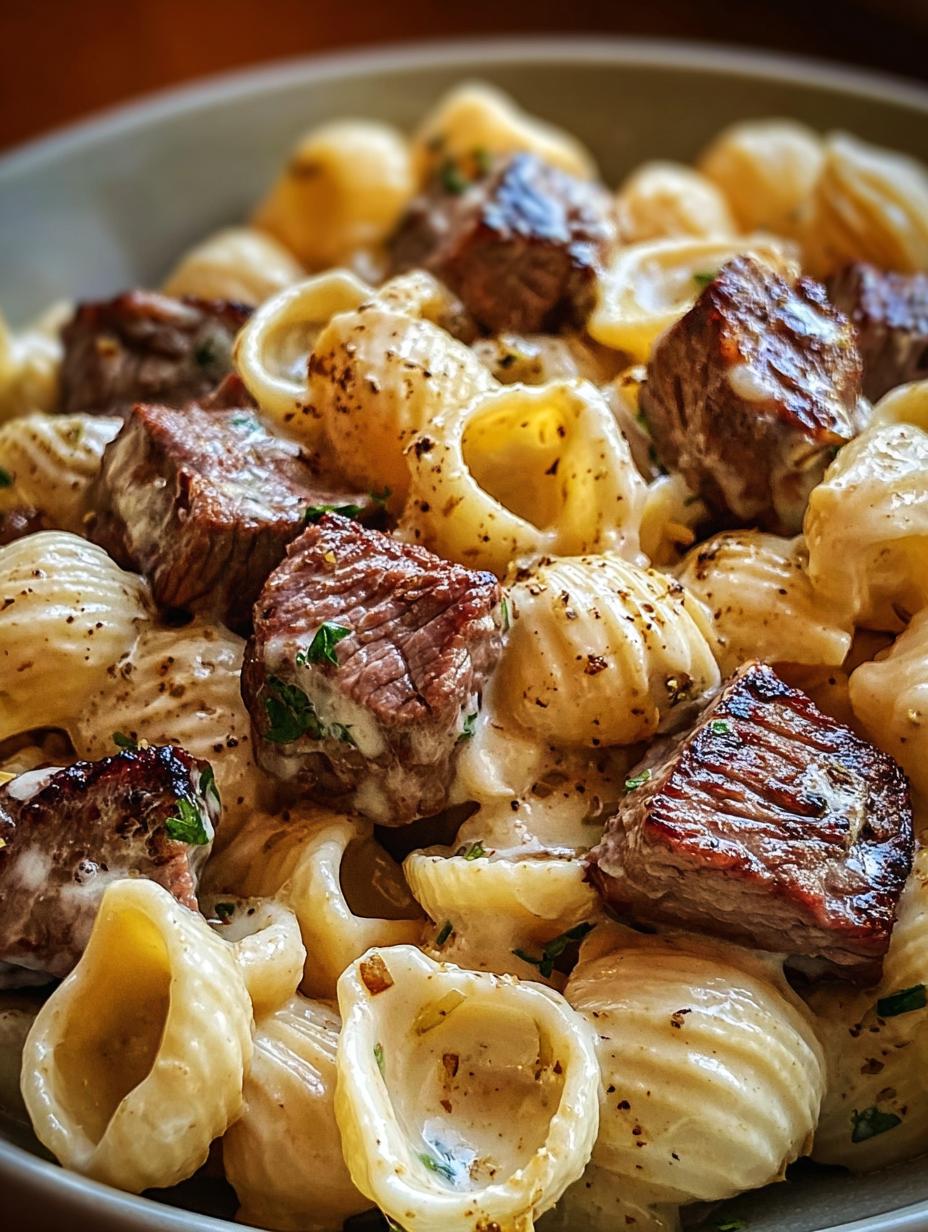 Steak Bites Shell Pasta