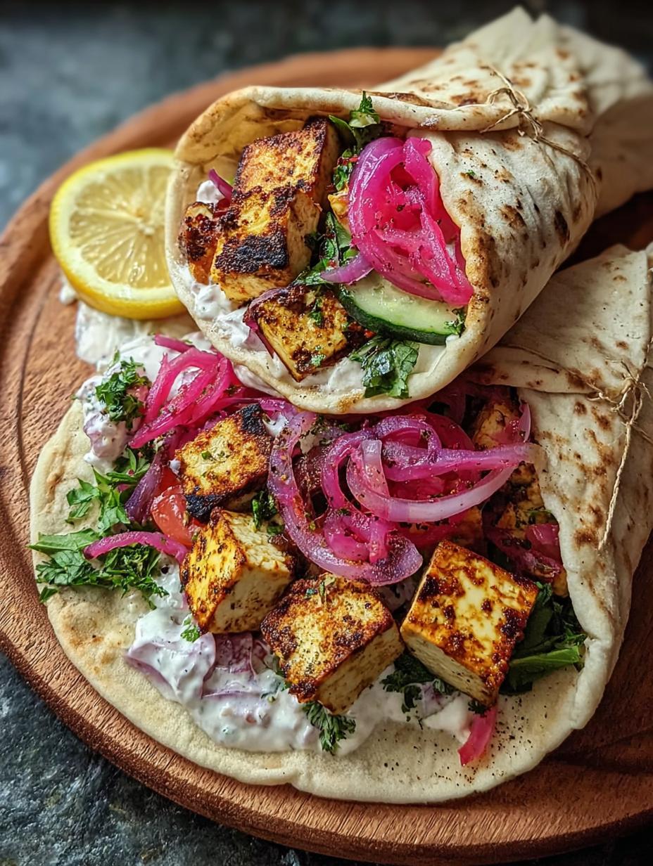 Tofu Greek Souvlaki Wrap: Amazing Flavor! 8 Tofu Greek Souvlaki Wrap: Amazing Flavor! - Vegan Greek Souvlaki Wrap - additional detail