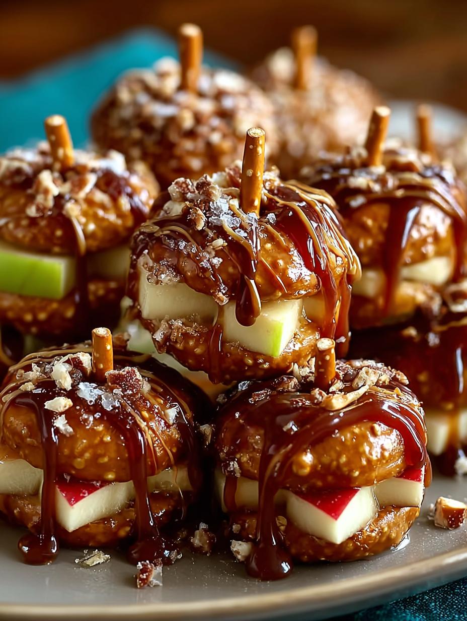 Caramel Apple Pretzel Bites: 15 Sweet Fall Treats to Love 5 Irresistible Caramel Apple Pretzel Bites ready to serve on a platter
