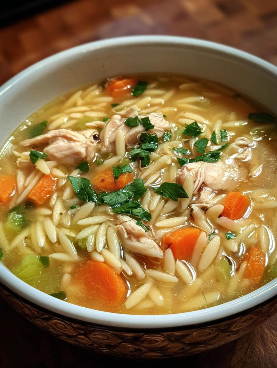 Amazing Chicken Noodle Orzo Soup in 30 Mins 6 Amazing Chicken Noodle Orzo Soup in 30 Mins - Chicken Noodle Orzo Soup - main visual representation