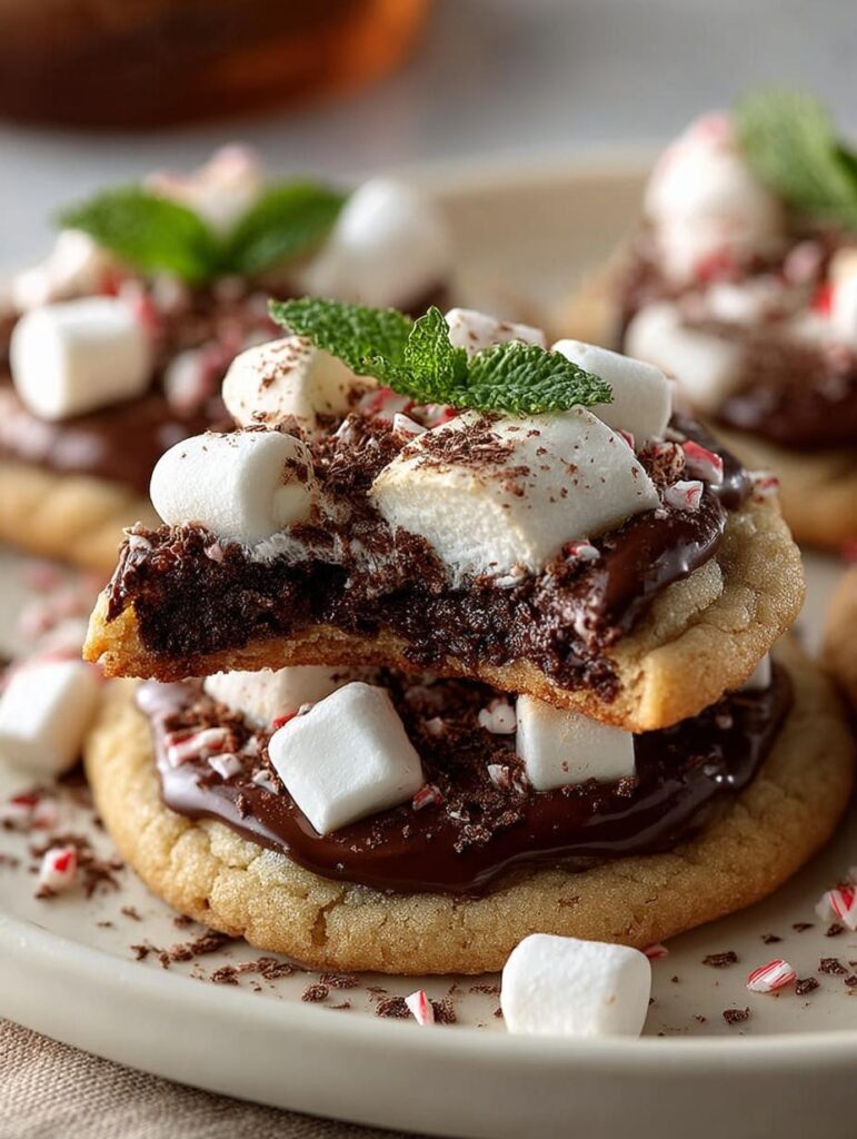 Chocolate Peppermint Smores Cookies