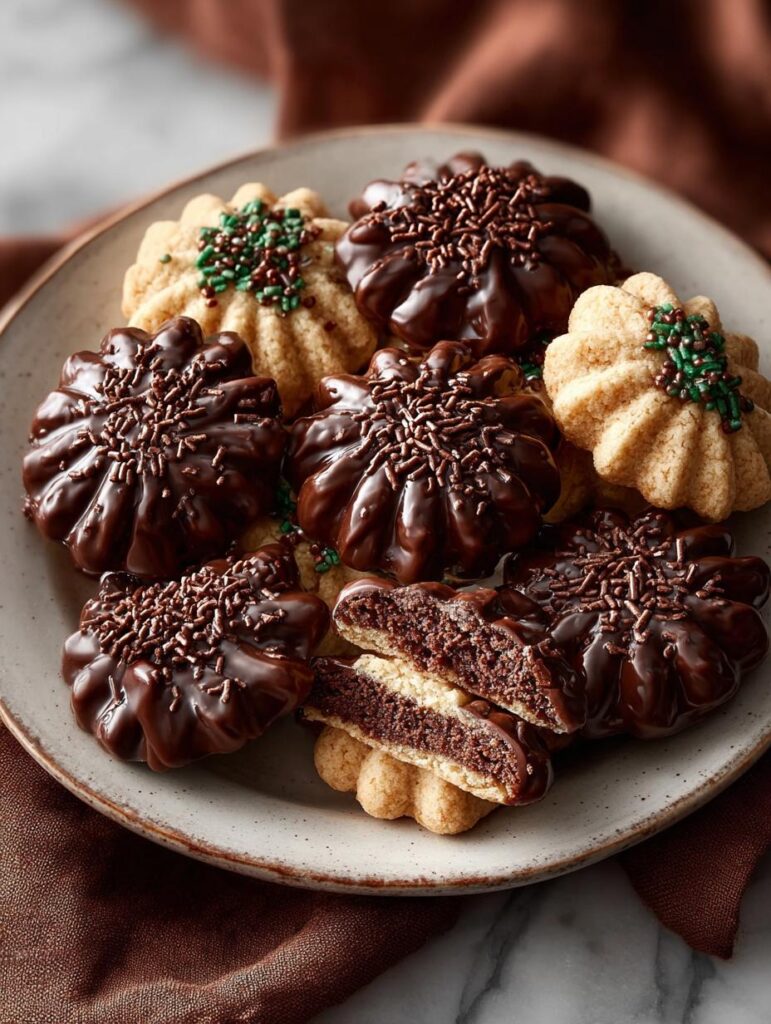 Chocolate Spritz Cookies with