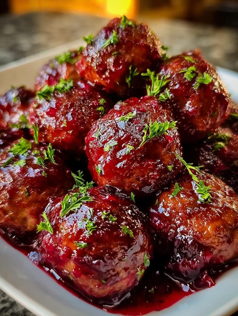 Christmas Cranberry Beef Meatballs