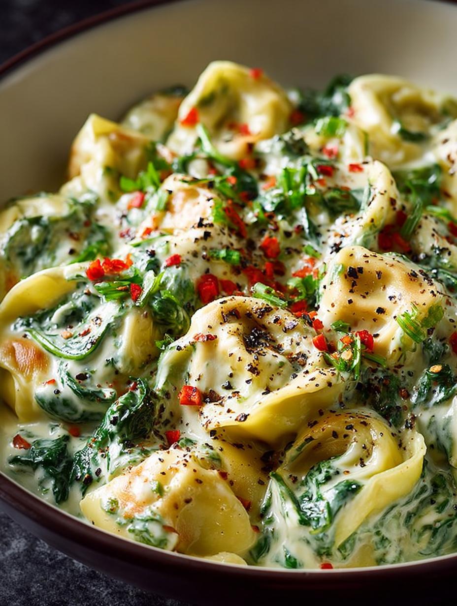 Delicious Creamy Spinach Artichoke Tortellini Recipe - Creamy Spinach Artichoke Tortellini - main visual representation