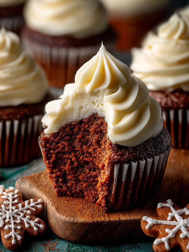 Gingerbread Cupcakes with Cream