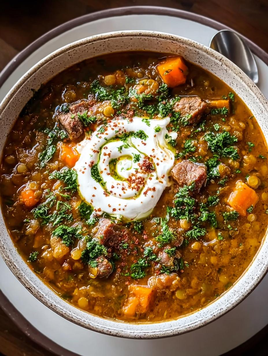 Greek Lamb Lentil Soup: Amazing Comfort in 1 Bowl - Greek Lamb Lentil Soup - serving suggestion