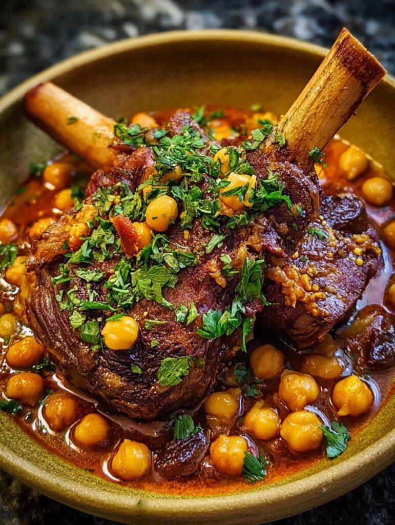 Harissa Lamb Shanks Chickpeas