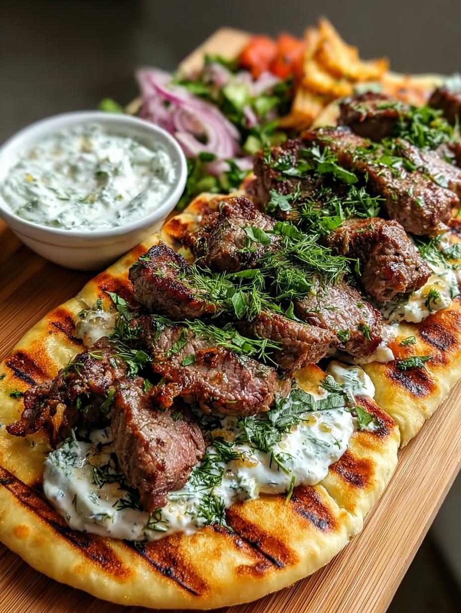 Juicy Lamb Souvlaki Flatbread: 1 Dreamy Greek Meal 5 Juicy Lamb Souvlaki Flatbread - close-up of marinated lamb cubes
