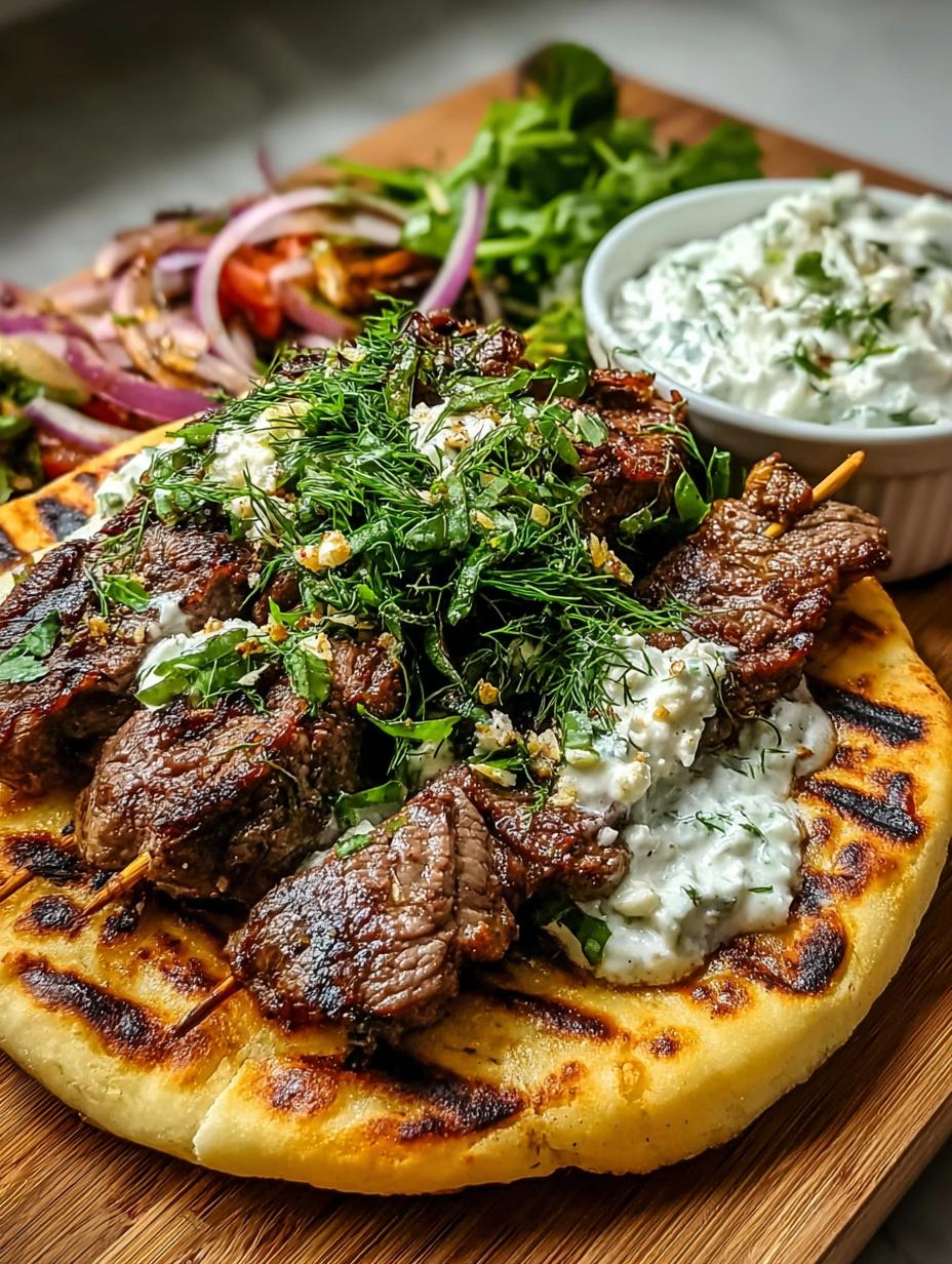 Juicy Lamb Souvlaki Flatbread
