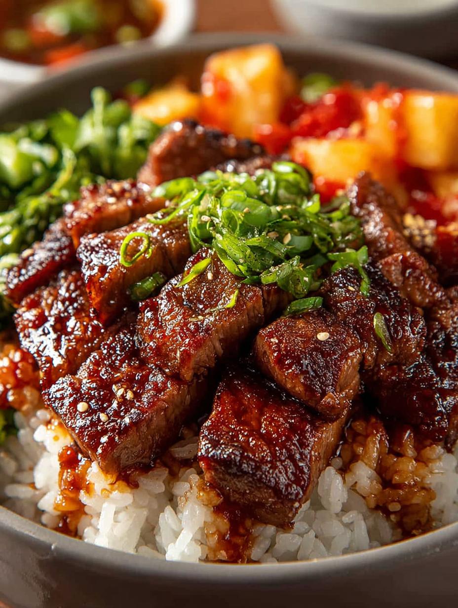 Delicious Korean BBQ Steak Rice Bowls Recipe - Korean Bbq Steak Rice - main visual representation
