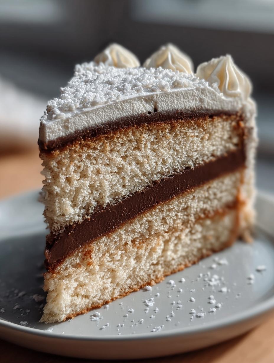 Elegant presentation of London Fog Cake Earl with fresh berries and powdered sugar
