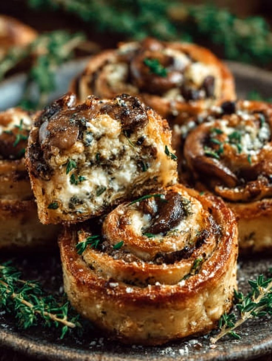 Mushroom Cheese Pinwheels