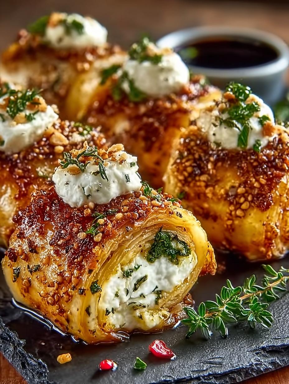 Oven Fried Feta Rolls with Sweet Chili Honey Glaze - Oven Fried Feta Rolls - additional detail