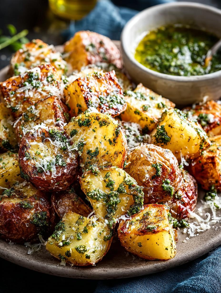 Delicious Parmesan Pesto Roasted Potatoes Recipe - Parmesan Pesto Roasted Potatoes - main visual representation