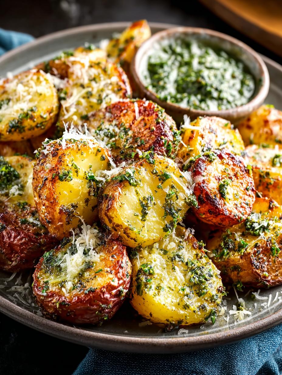 Delicious Parmesan Pesto Roasted Potatoes Recipe - Parmesan Pesto Roasted Potatoes - additional detail