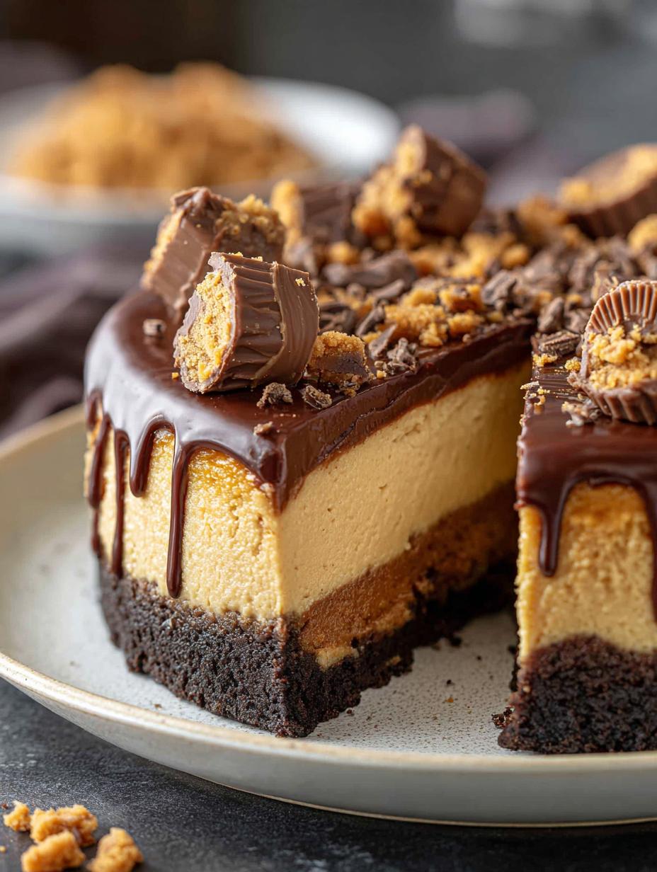Indulge in a Decadent Peanut Butter Cup Cheesecake 5 Indulge in a Decadent Peanut Butter Cup Cheesecake - Peanut Butter Cup Cheesecake - main visual representation