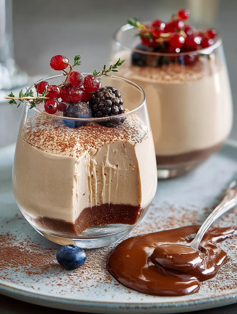 Irresistible Peanut Butter Mousse with Aquafaba served in individual cups