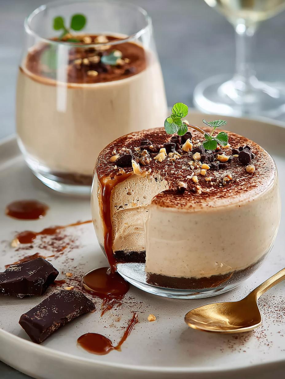 Delicious Peanut Butter Mousse with Aquafaba topped with chocolate shavings