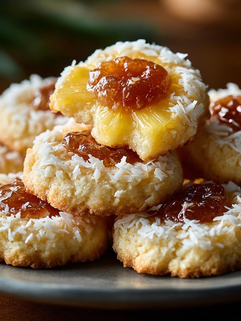 Pineapple Coconut Thumbprint Cookies