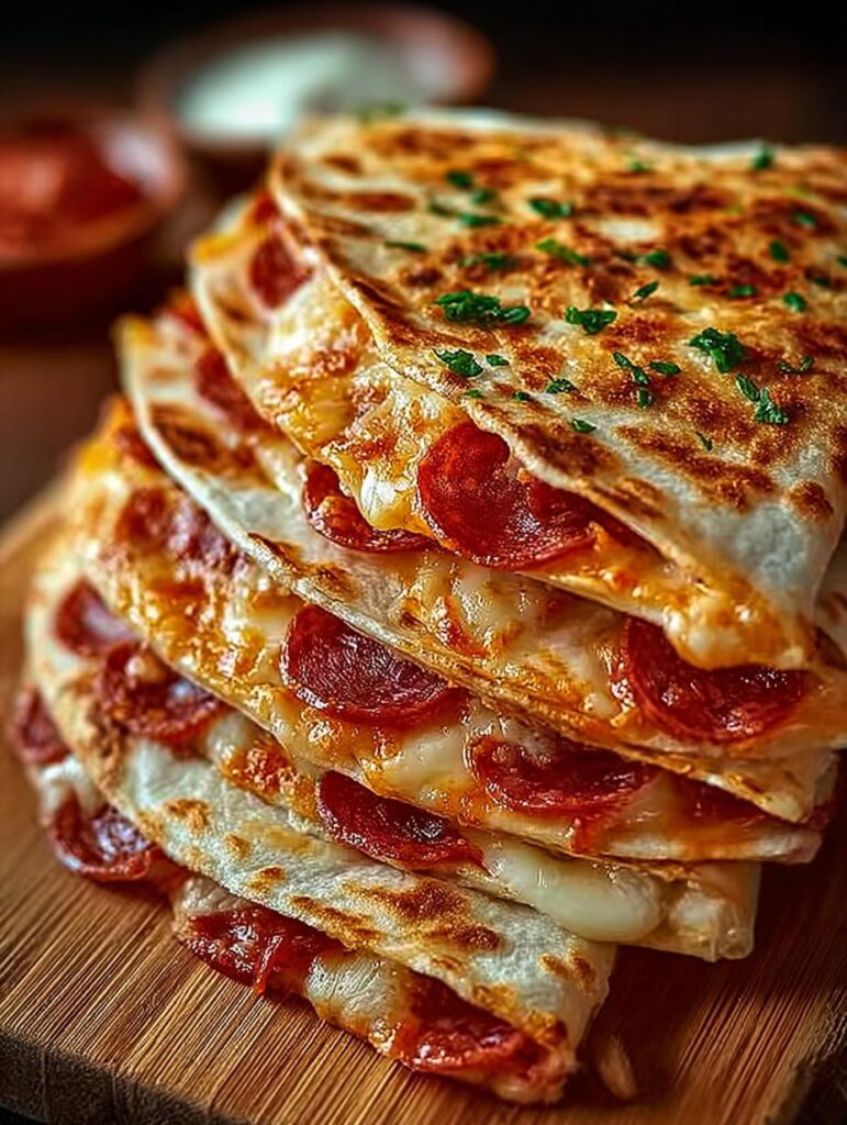 Pizza Quesadillas with Pepperoni