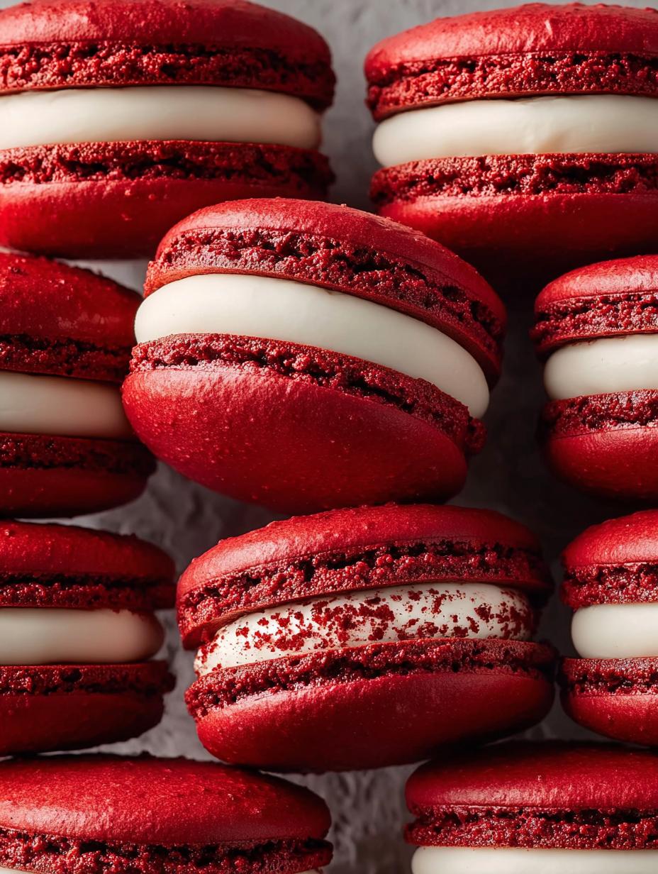 Red Velvet Macarons with Cream Cheese Filling: A Delightful Treat 5 Red Velvet Macarons with Cream Cheese Filling: A Delightful Treat - Red Velvet Macarons with - main visual representation