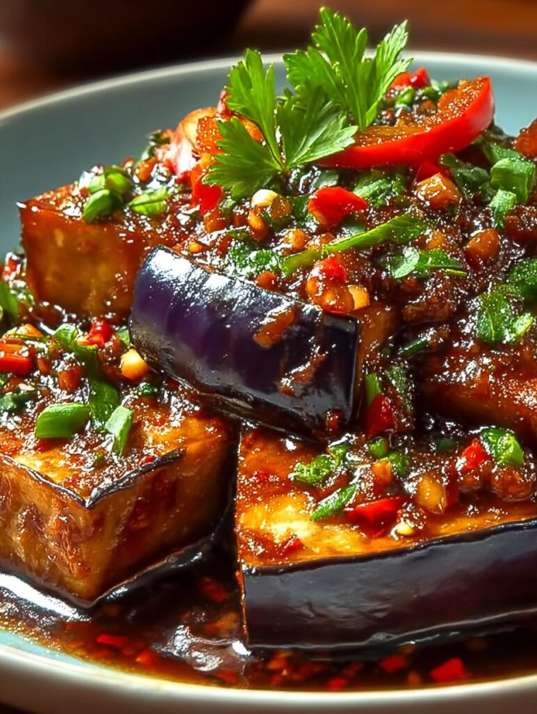 Spicy Garlic Aubergine Eggplant