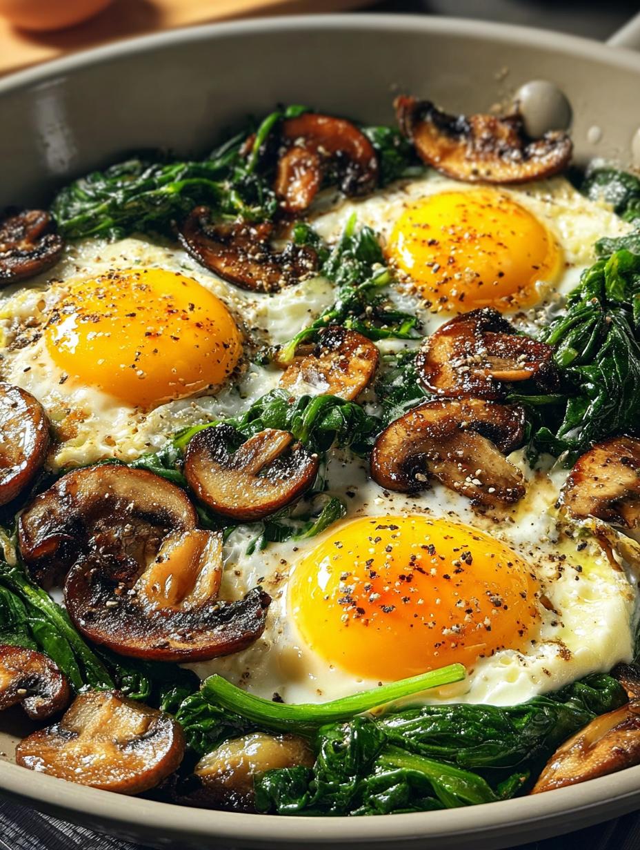 Spinach Mushroom Breakfast Skillet