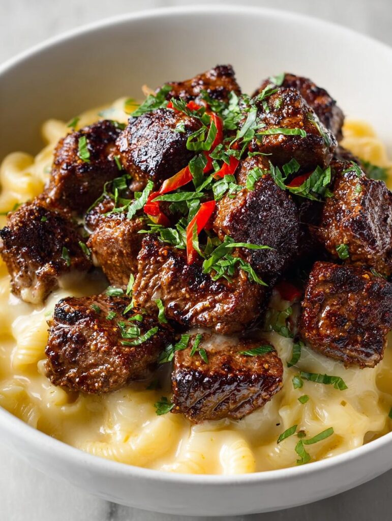 Cajun Steak Tips Cheesy