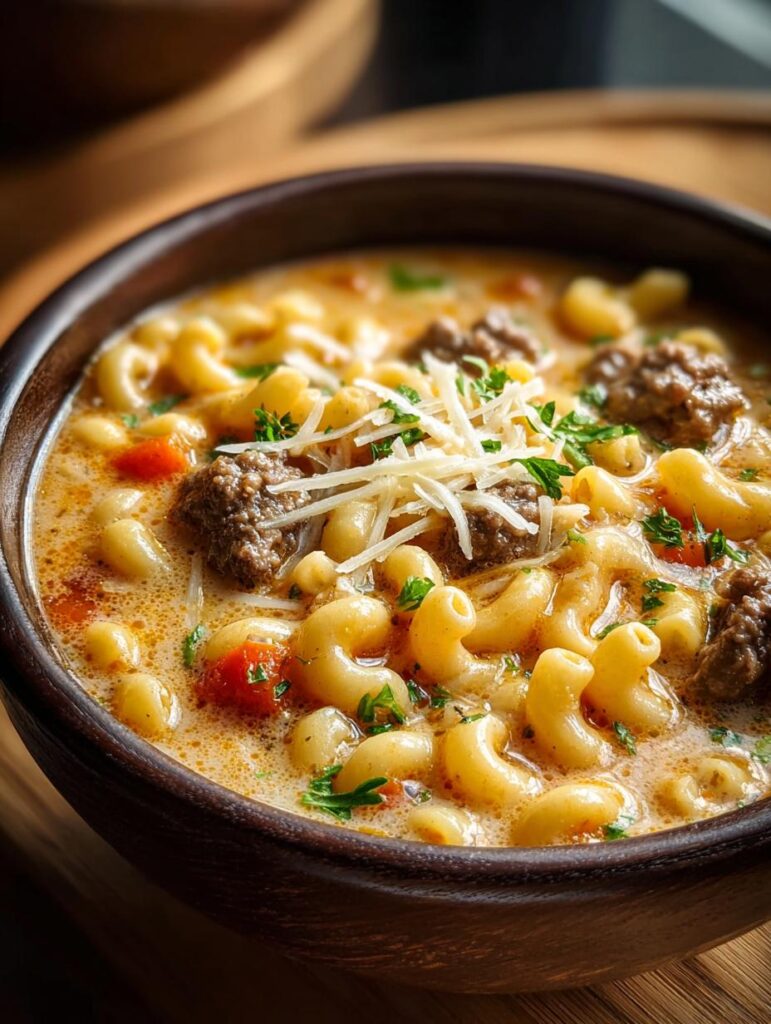 Cheeseburger Macaroni Soup Comfort
