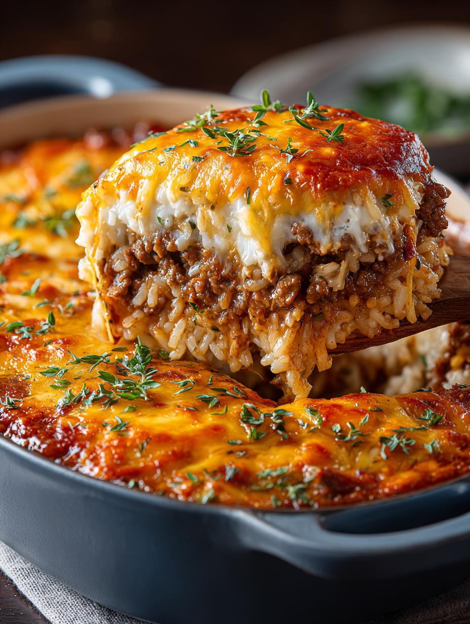 Cheesy Beef Rice Bake